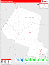 Martinsville County, VA Wall Map