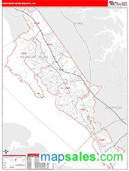 Newport News County, VA Zip Code Wall Map