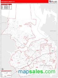 Portsmouth County, VA Zip Code Wall Map