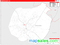 Staunton County, VA Wall Map