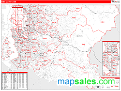 King County, WA Zip Code Wall Map