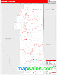 Pend Oreille County, WA Zip Code Wall Map