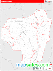 Barbour County, WV Zip Code Wall Map