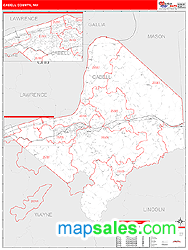 Cabell County, WV Zip Code Wall Map