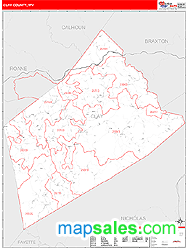 Clay County, WV Zip Code Wall Map