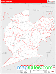 Lincoln County, WV Zip Code Wall Map