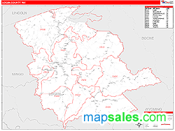 Logan County, WV Zip Code Wall Map