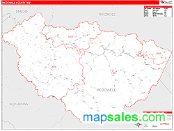 McDowell County, WV Zip Code Wall Map