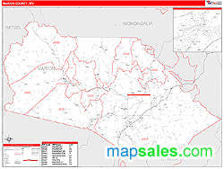 Marion County, WV Zip Code Wall Map