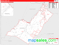 Mineral County, WV Zip Code Wall Map