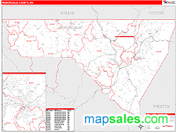 Monongalia County, WV Zip Code Wall Map