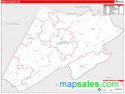 Monroe County, WV Zip Code Wall Map