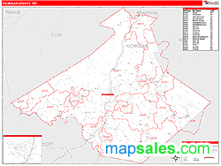 Nicholas County, WV Zip Code Wall Map