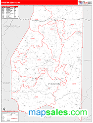 Preston County, WV Zip Code Wall Map