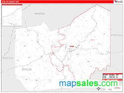 Taylor County, WV Zip Code Wall Map