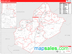 Wood County, WV Zip Code Wall Map