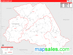 Wyoming County, WV Zip Code Wall Map