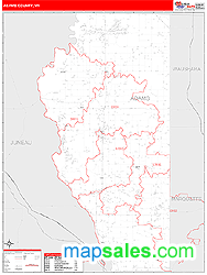 Adams County, WI Zip Code Wall Map