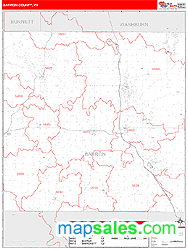Barron County, WI Zip Code Wall Map