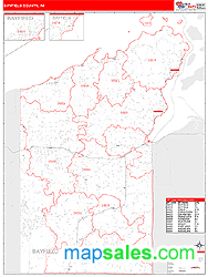 Bayfield County, WI Zip Code Wall Map