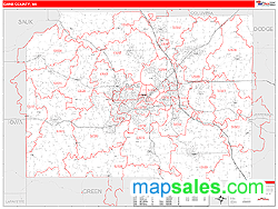 Dane County, WI Zip Code Wall Map