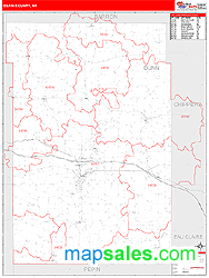 Dunn County, WI Zip Code Wall Map