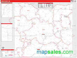 Iowa County, WI Zip Code Wall Map