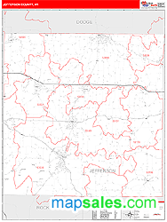 Jefferson County, WI Zip Code Wall Map