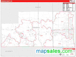 Kenosha County, WI Zip Code Wall Map