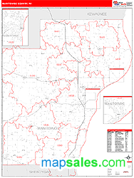 Manitowoc County, WI Zip Code Wall Map