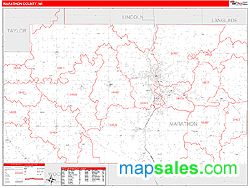 Marathon County, WI Zip Code Wall Map