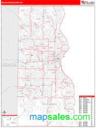 Milwaukee County, WI Wall Map