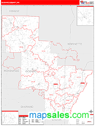 Oconto County, WI Wall Map