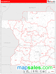 Polk County, WI Zip Code Wall Map