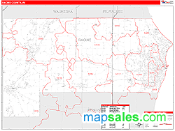 Racine County, WI Zip Code Wall Map