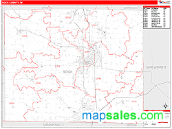 Rock County, WI Zip Code Wall Map