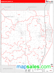 Sheboygan County, WI Zip Code Wall Map