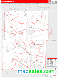 Washington County, WI Zip Code Wall Map