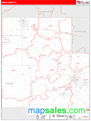 Wood County, WI Zip Code Wall Map