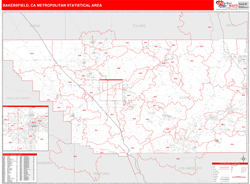 Bakersfield Metro Area Wall Map