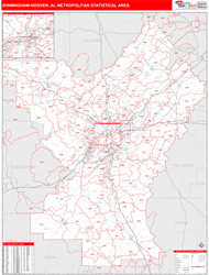 Birmingham-Hoover Metro Area Wall Map