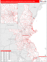 Boston-Cambridge-Newton Metro Area Wall Map