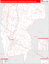 Burlington-South Burlington Metro Area Wall Map