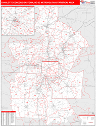 Charlotte-Concord-Gastonia Metro Area Wall Map