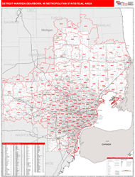 Detroit-Warren-Dearborn Metro Area Wall Map