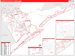 Galveston-Texas City Metro Area Wall Map