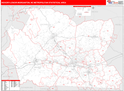 Hickory-Lenoir-Morganton Metro Area Wall Map