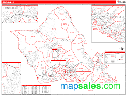 Honolulu Metro Area Wall Map