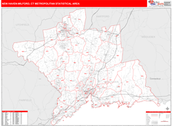 New Haven-Milford Metro Area Wall Map