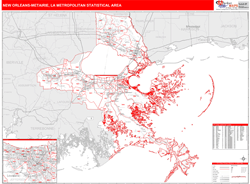 New Orleans-Metairie Metro Area Wall Map